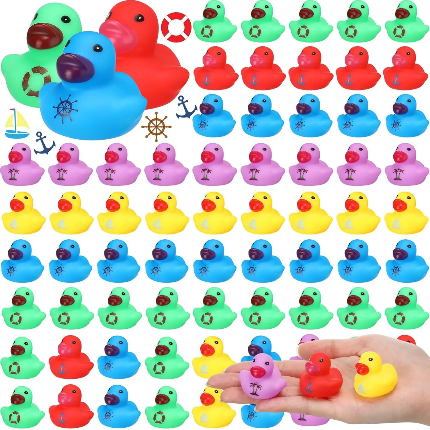 Chivao 200 Pack Cruise Ducks Bulk Mini Rubber Ducks for Cruising Ships Hiding Sailing for Classroom Carnival Birthday Summer Beach Pool Party