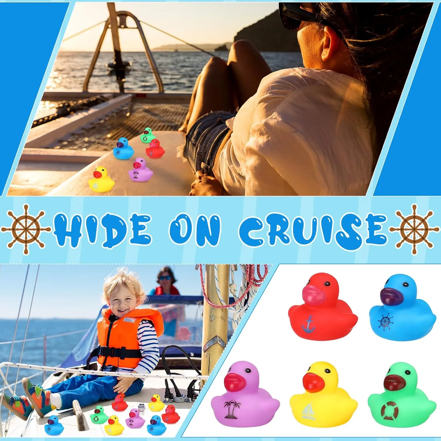 Chivao 200 Pack Cruise Ducks Bulk Mini Rubber Ducks for Cruising Ships Hiding Sailing for Classroom Carnival Birthday Summer Beach Pool Party