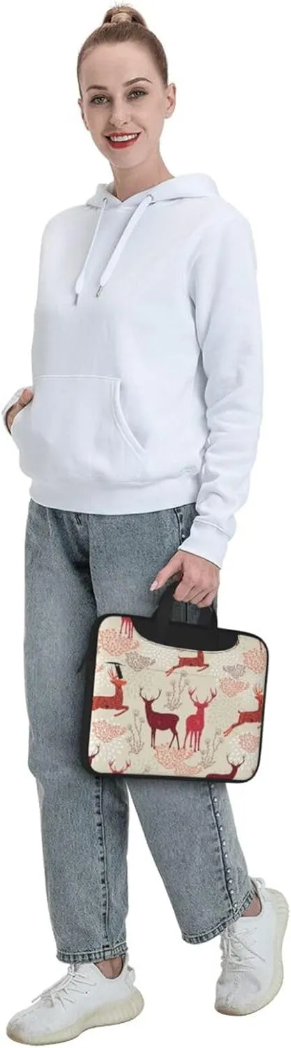 Christmas Elk Print Laptop Computer Shoulder Bag Carrying Case, Messenger Shoulder Bag For Laptop Or Tablet