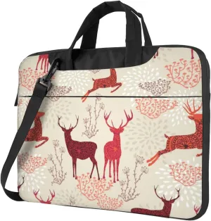 Christmas Elk Print Laptop Computer Shoulder Bag Carrying Case, Messenger Shoulder Bag For Laptop Or Tablet