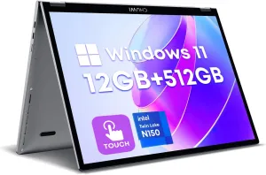 CHUWI MiniBook X 2-in-1 Touchscreen Laptop, Intel N150 (up to 3.6GHz), 512GB SSD 12GB RAM, Windows 11 Convertible Laptop 10.51", 2TB SSD Expand, FHD IPS 1920 * 1200, Backlit Keyboard, WiFi 6, BT5.2
