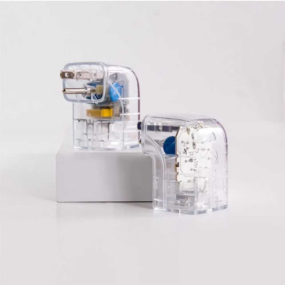 Clamper Single Surge Protector Outlet 1800 Joules, 1875W, for TV, PC, Xbox, PS5, Refrigerators and Other Appliances (Compact Wall Surge Protector), iCLAMPER Pocket Fit, 2-Pack in Clear