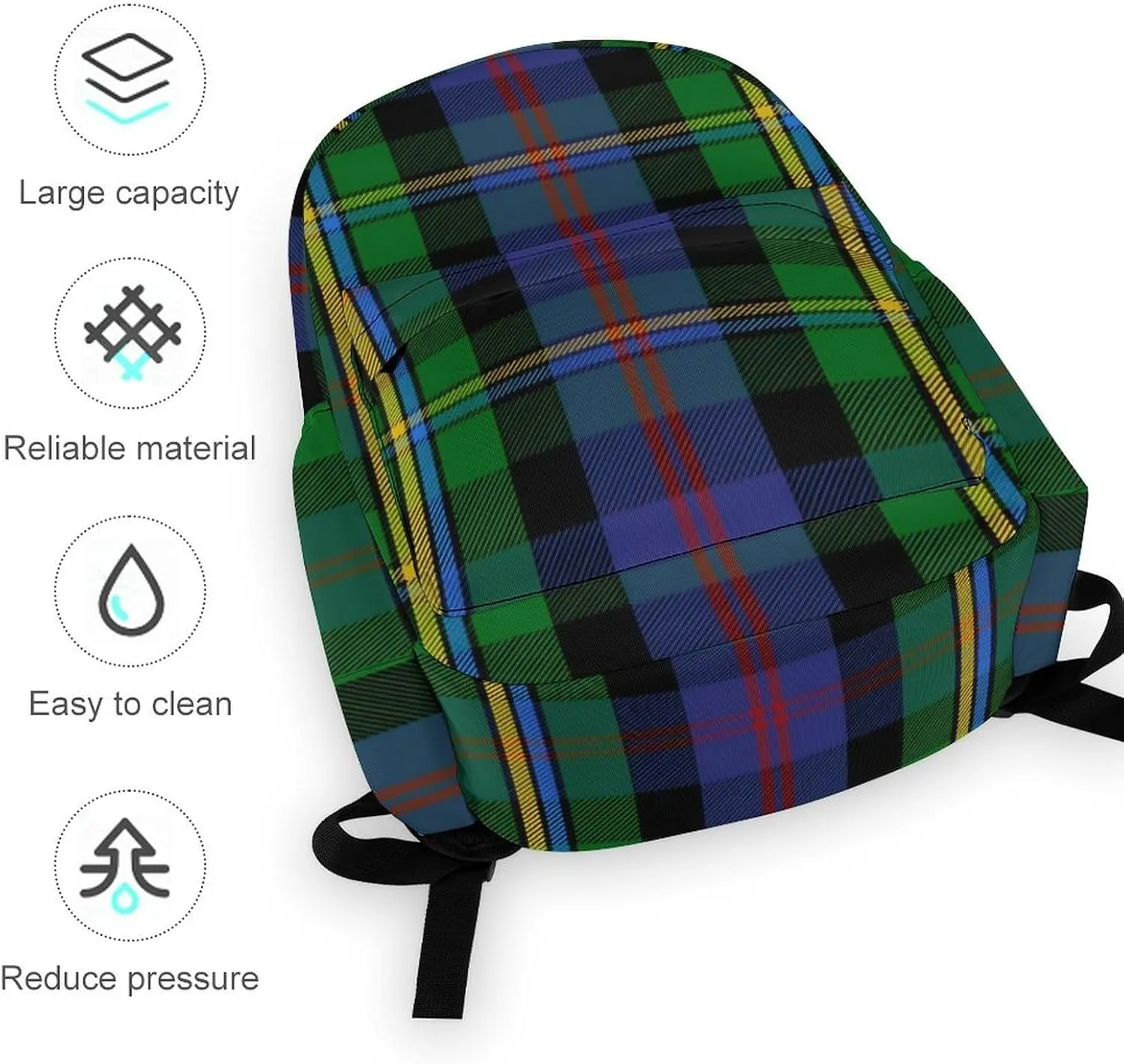Clan Malcolm Tartan Casual Lightweight Large Capacity Travel Backpack Unisex