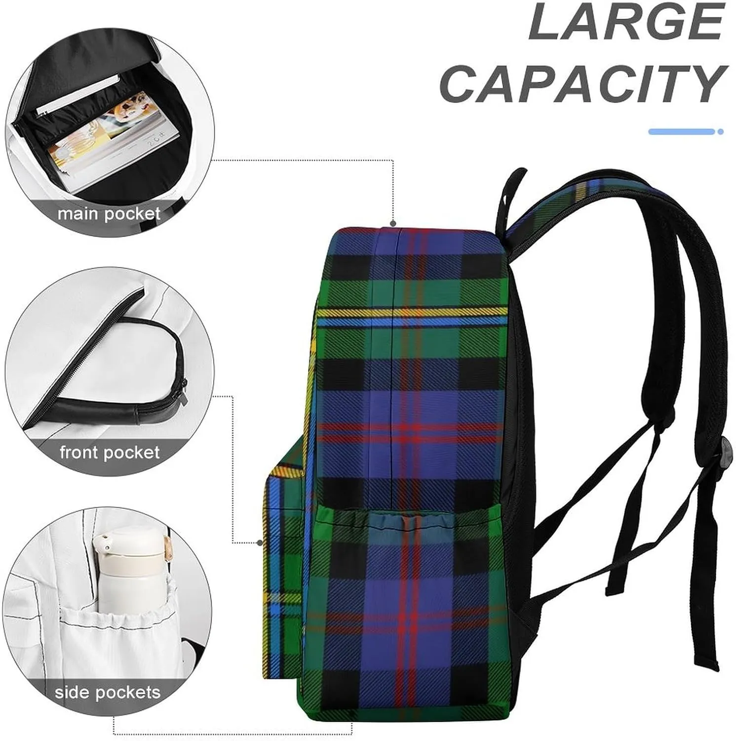 Clan Malcolm Tartan Casual Lightweight Large Capacity Travel Backpack Unisex