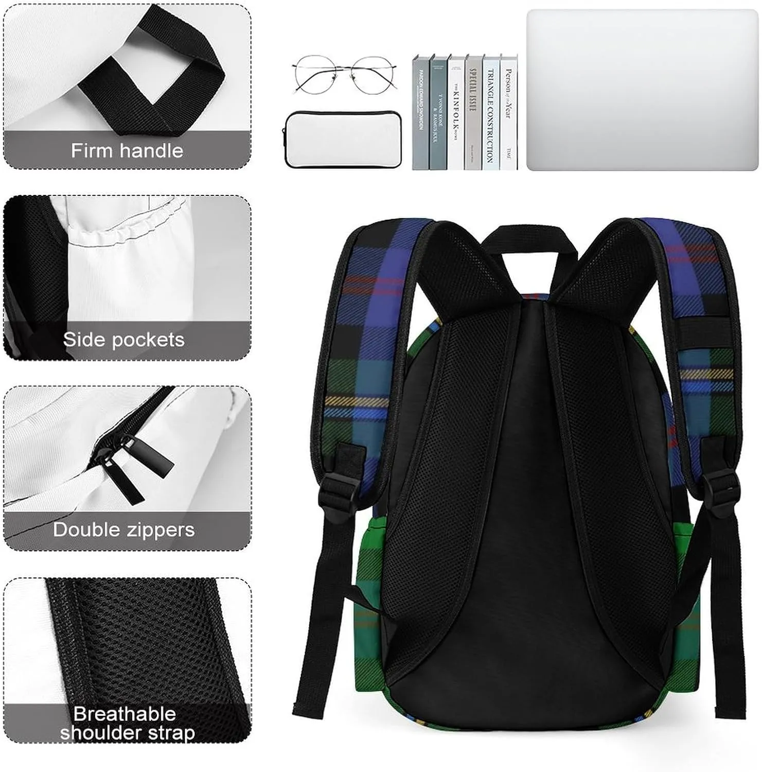 Clan Malcolm Tartan Casual Lightweight Large Capacity Travel Backpack Unisex