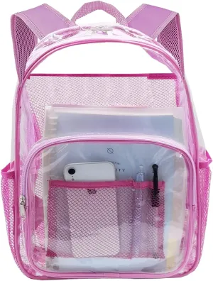 Clear Backpack Heavy Duty Pvc Bookbag for School - See Through Transparent Stadium Approved Backpacks for Women Concert Sport Venues Work Travel,Pink