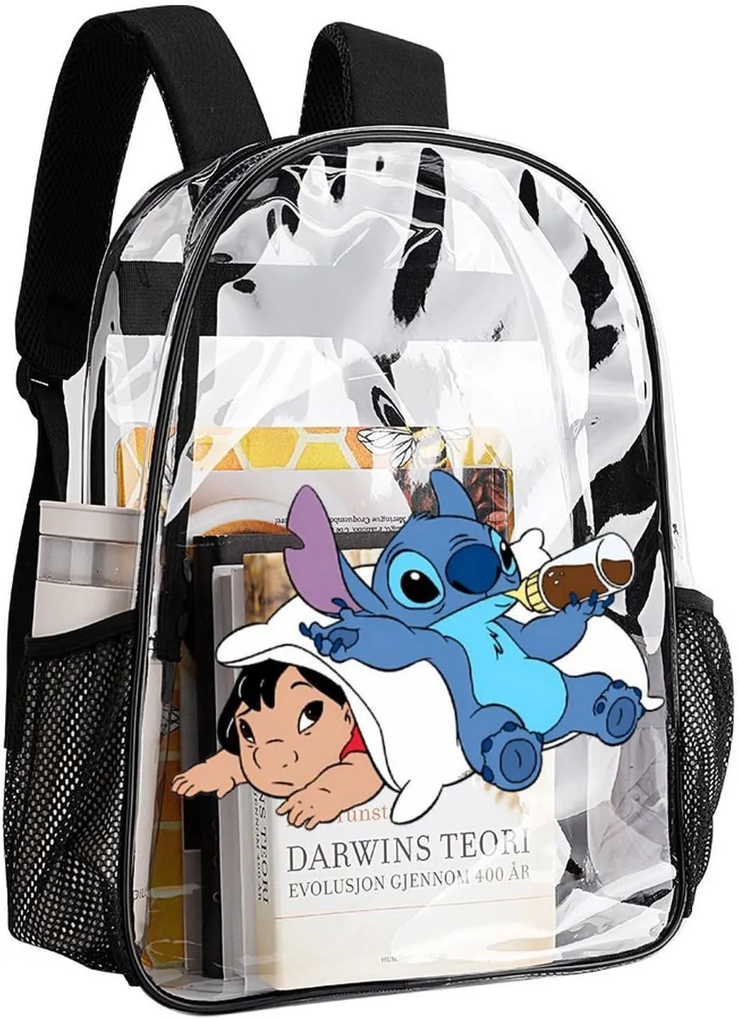 Clear Backpack Heavy Duty PVC Transparent Cartoon Backpack 17" Large Capacity See Through Bag for Work