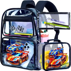 Clear Backpack, Heavy Duty Transparent Bookbag, See Through PVC Backpacks for Men Women