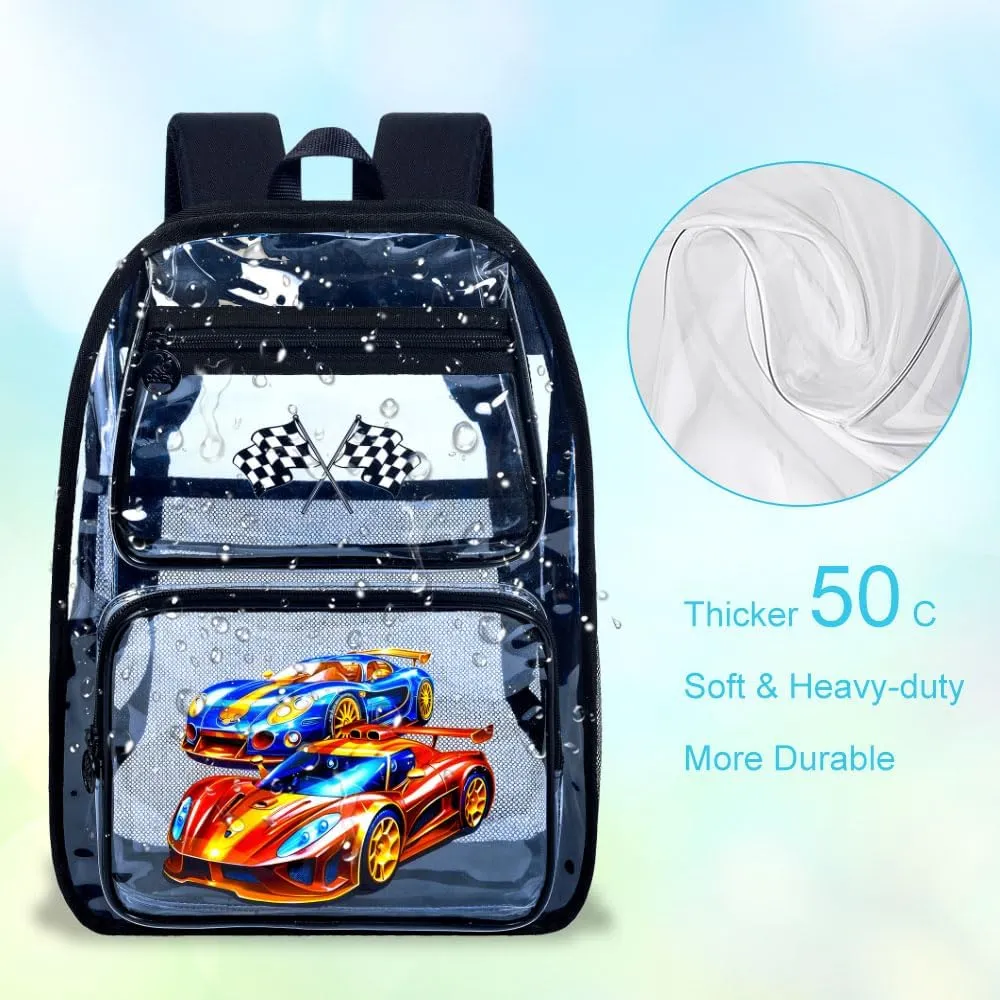 Clear Backpack, Heavy Duty Transparent Bookbag, See Through PVC Backpacks for Men Women