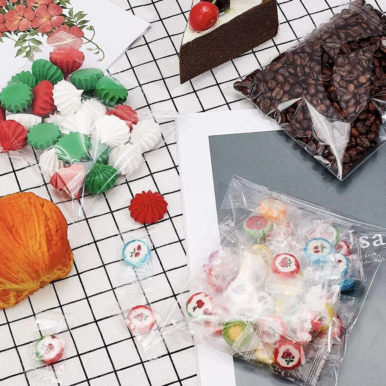 Clear Plastic Self Adhesive Candy Packaging Bags 100PCS