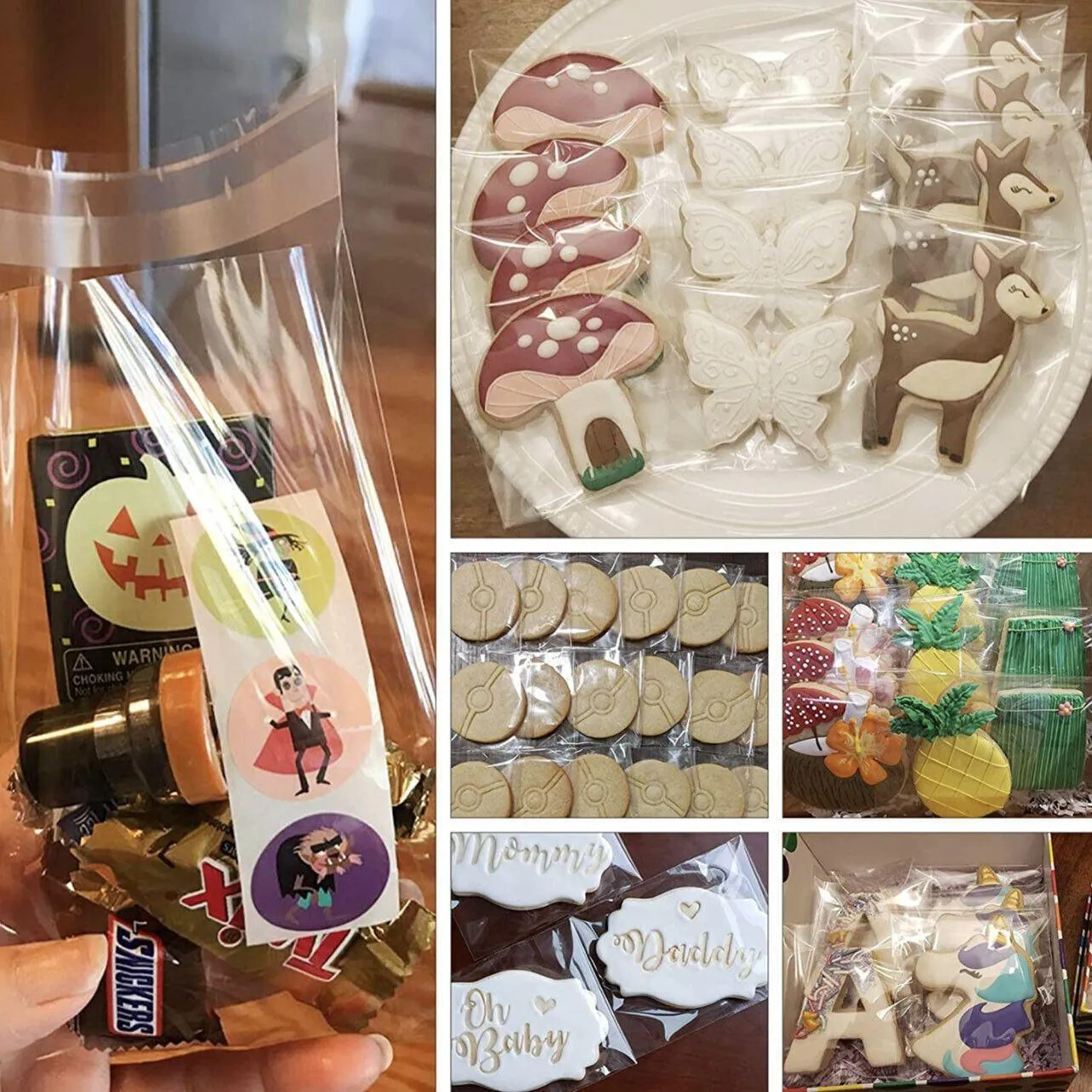 Clear Plastic Self Adhesive Candy Packaging Bags 100PCS