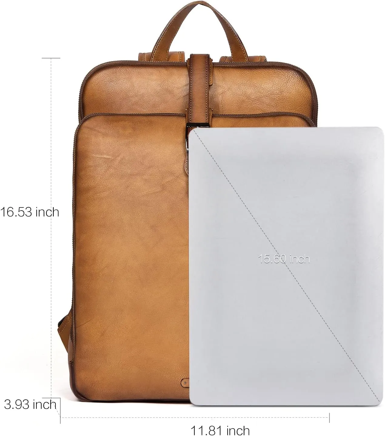 CLUCI Leather Backpack for Women 15.6 Inch Laptop Backpack Vegetable Tanned Full Grain Backpack Purse for Women Work Daypack