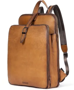 CLUCI Leather Backpack for Women 15.6 Inch Laptop Backpack Vegetable Tanned Full Grain Backpack Purse for Women Work Daypack