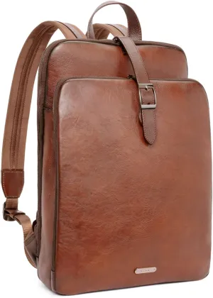 CLUCI Womens Backpack Purse Genuine Leather 15.6 Inch Laptop Vintage Travel Large Business Shoulder Bag Dark Brown