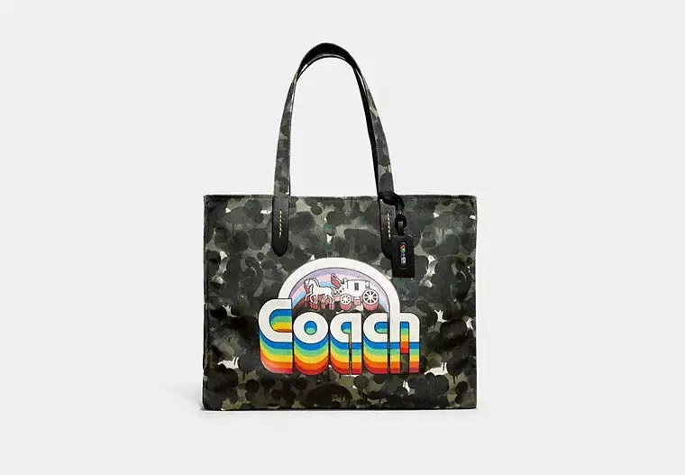 COACH RECYCLED CANVAS CAMO TOTE 42 BAG