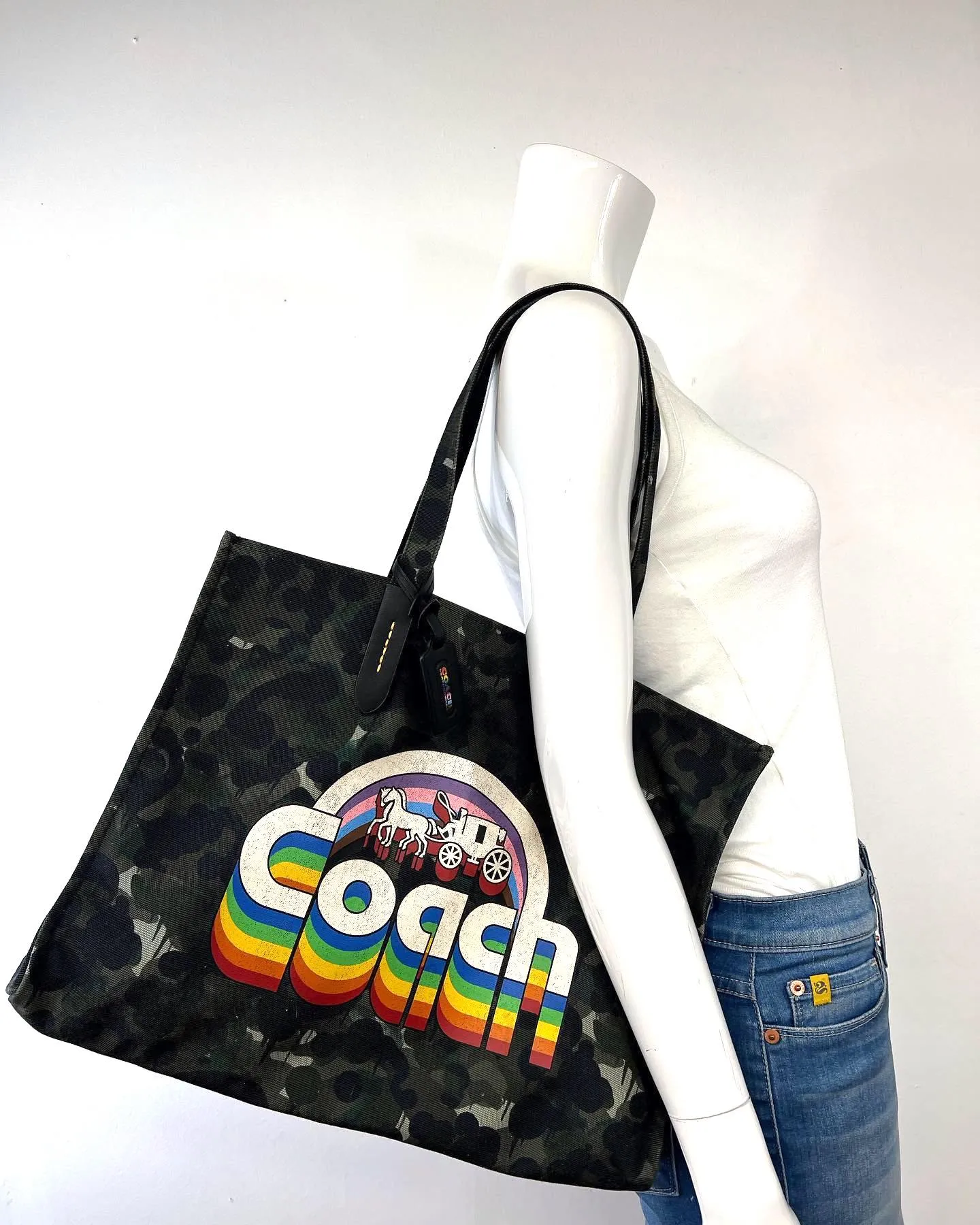 COACH RECYCLED CANVAS CAMO TOTE 42 BAG