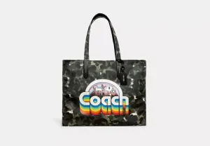 COACH RECYCLED CANVAS CAMO TOTE 42 BAG