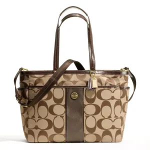Coach Signature Stripe Multifunction Baby Diaper Travel Tote Bag