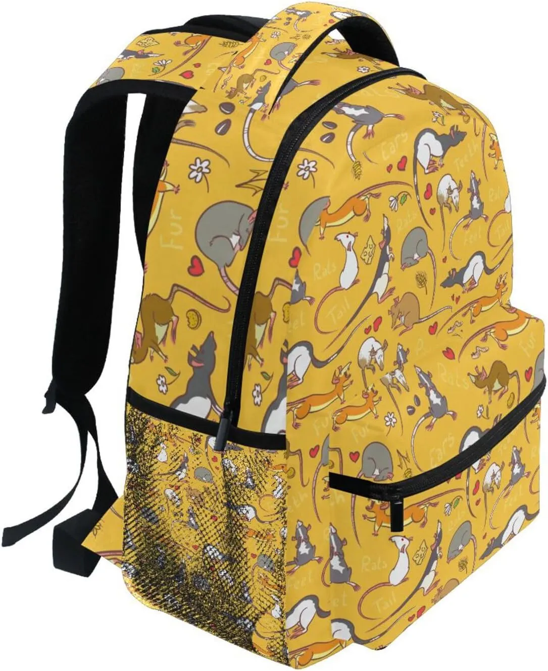 Coclorful Rats Heart Pattern Boys Girls Kids School Backpacks Bookbag, School Bag Daypack Travel Backpack