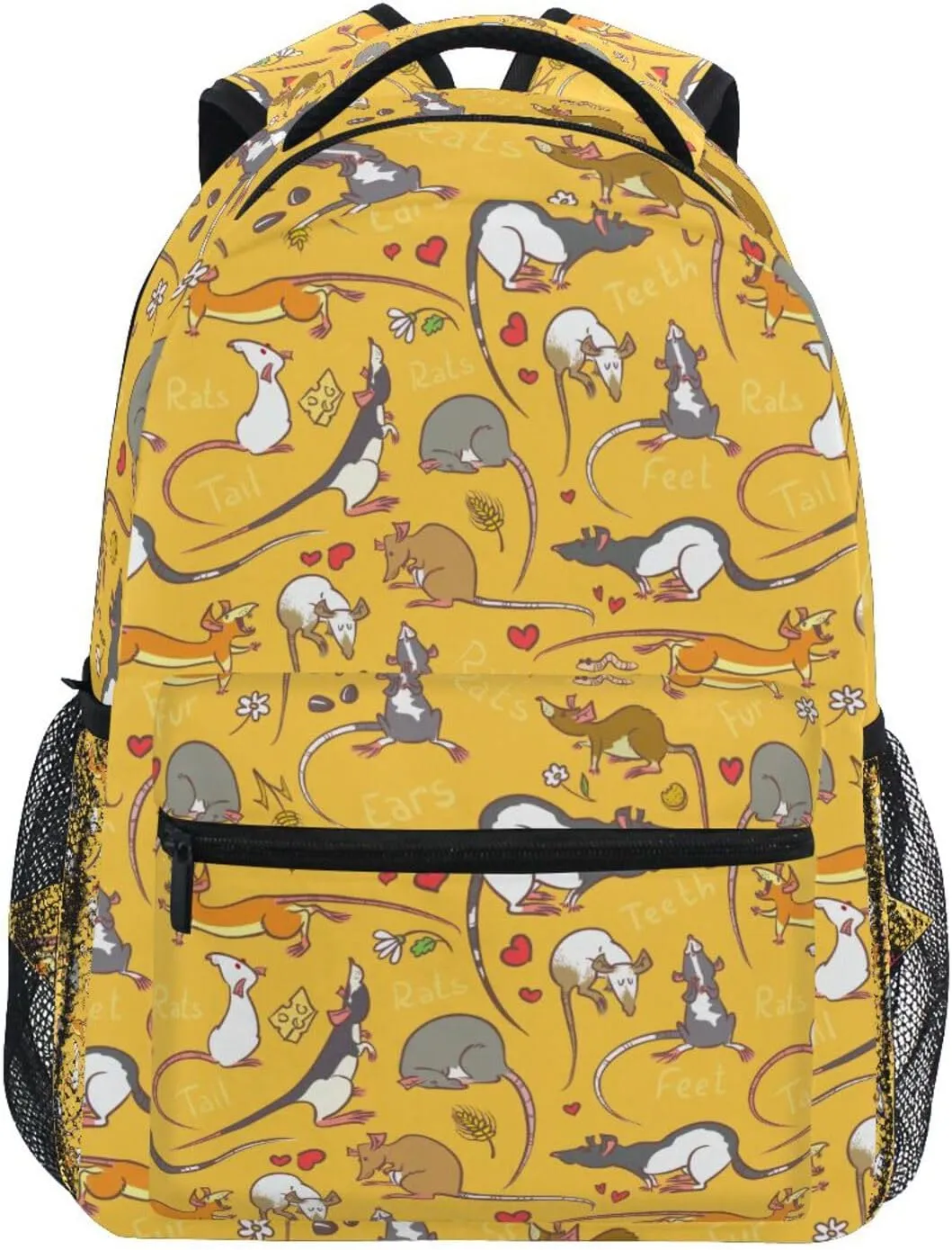 Coclorful Rats Heart Pattern Boys Girls Kids School Backpacks Bookbag, School Bag Daypack Travel Backpack