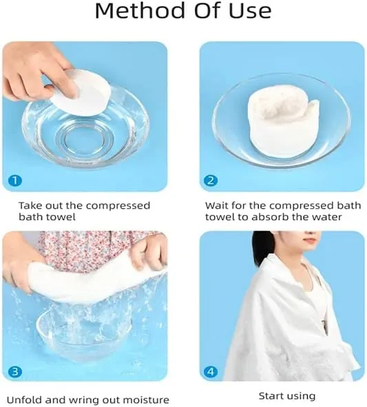 coldchill 55 x 27 inch Large Compressed Bath Towel, Disposable Cotton Bath Towels, Portable Light and Reusable, Suitable for Hiking, Camping, Beach, Swimming and Traveling, 5 Individual Pack