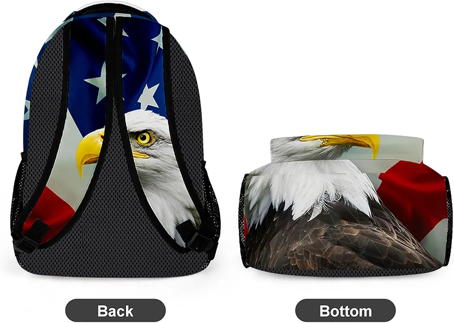 Colorful American Flag Backpack, Lightweight Durable Laptop Bag 3D Printed Daypack with Multiple Pockets, Stylish Shoulders Backpack(American Flag & Eagle)