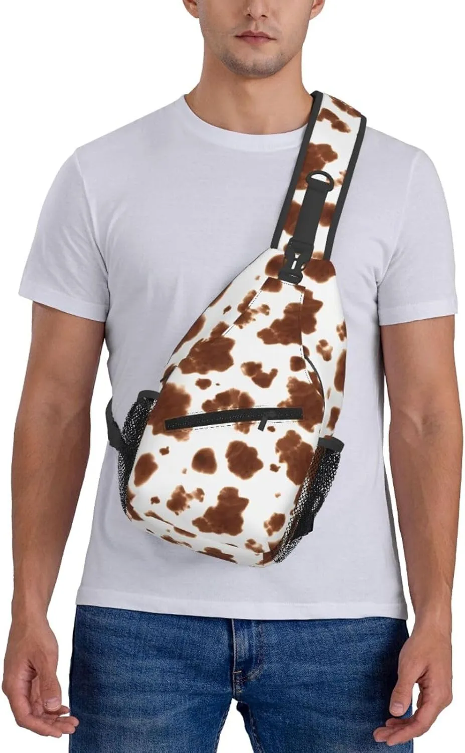 Colorful Cow Pattern Sling Bag Casual Chest Bags Adjustable Crossbody Bag Shoulder Backpack For Travel Hiking