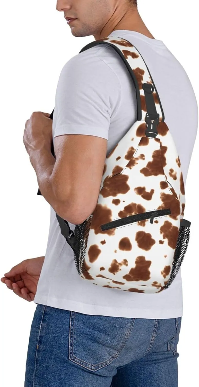 Colorful Cow Pattern Sling Bag Casual Chest Bags Adjustable Crossbody Bag Shoulder Backpack For Travel Hiking