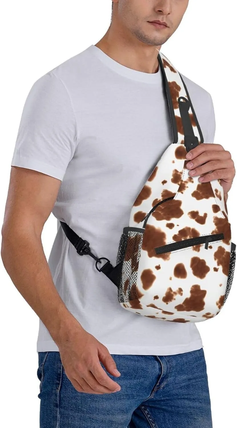 Colorful Cow Pattern Sling Bag Casual Chest Bags Adjustable Crossbody Bag Shoulder Backpack For Travel Hiking