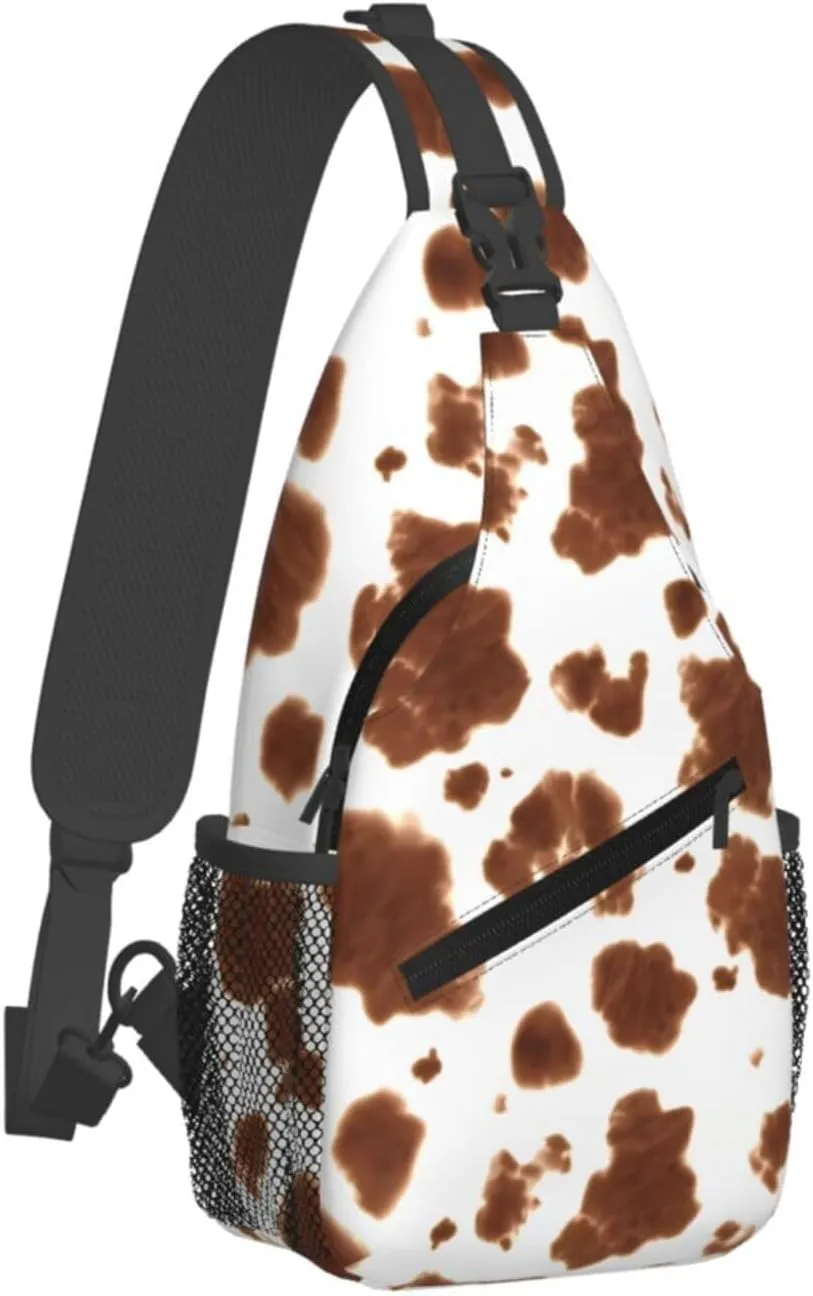 Colorful Cow Pattern Sling Bag Casual Chest Bags Adjustable Crossbody Bag Shoulder Backpack For Travel Hiking
