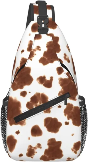 Colorful Cow Pattern Sling Bag Casual Chest Bags Adjustable Crossbody Bag Shoulder Backpack For Travel Hiking