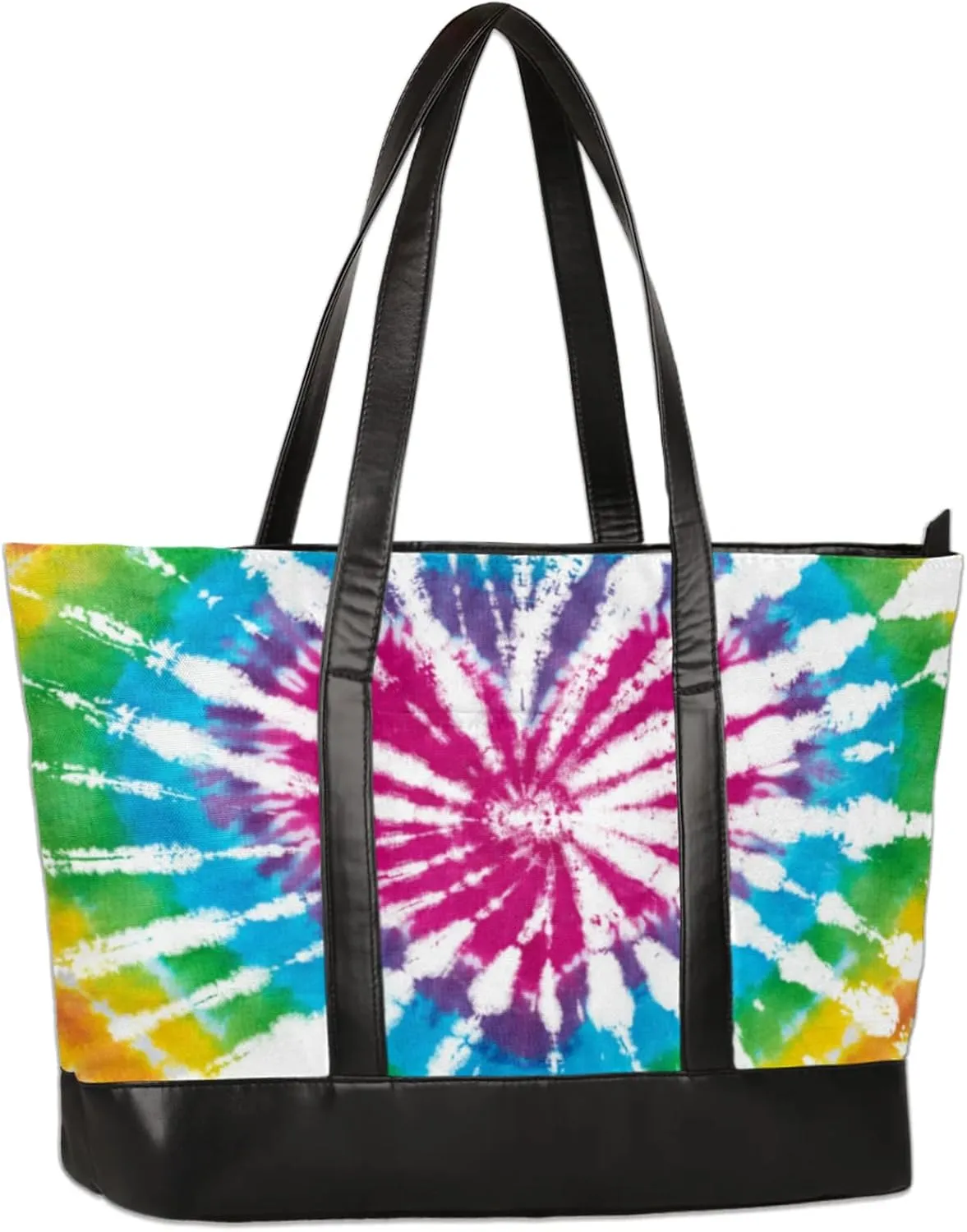 Colorful Tie Dye Laptop Tote Bag for Women Lightweight Work Purse with Multiple Compartments Fits 13-15.6 Inch Laptop Tablet Shoulder Bag for Office Travel Daily Use