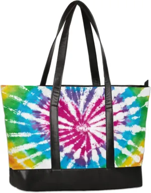 Colorful Tie Dye Laptop Tote Bag for Women Lightweight Work Purse with Multiple Compartments Fits 13-15.6 Inch Laptop Tablet Shoulder Bag for Office Travel Daily Use