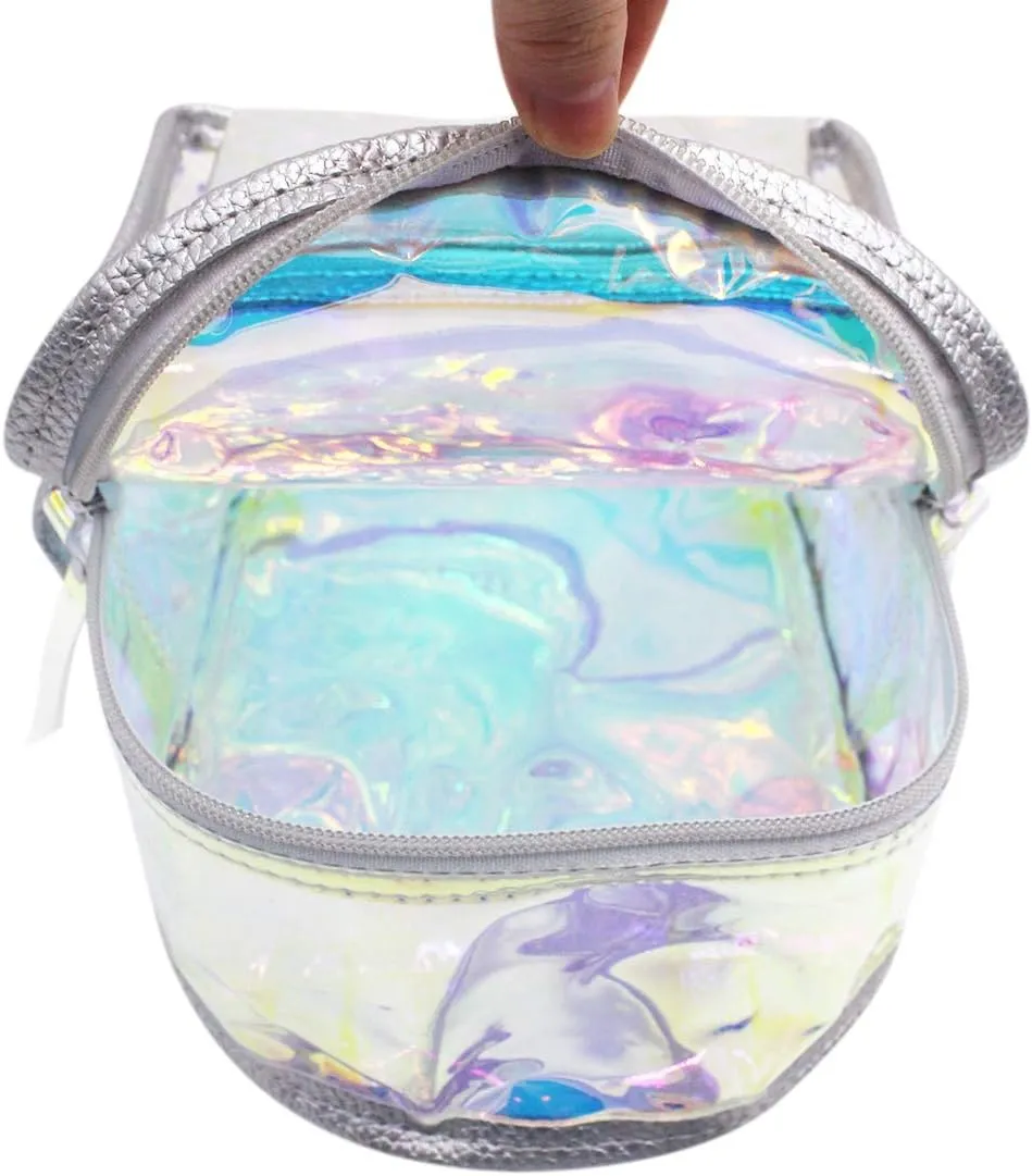 Colorful Transparent Daypack Women Clear Cosmetic Makeup Bag Small Satchel for Daily UseTravel Beach