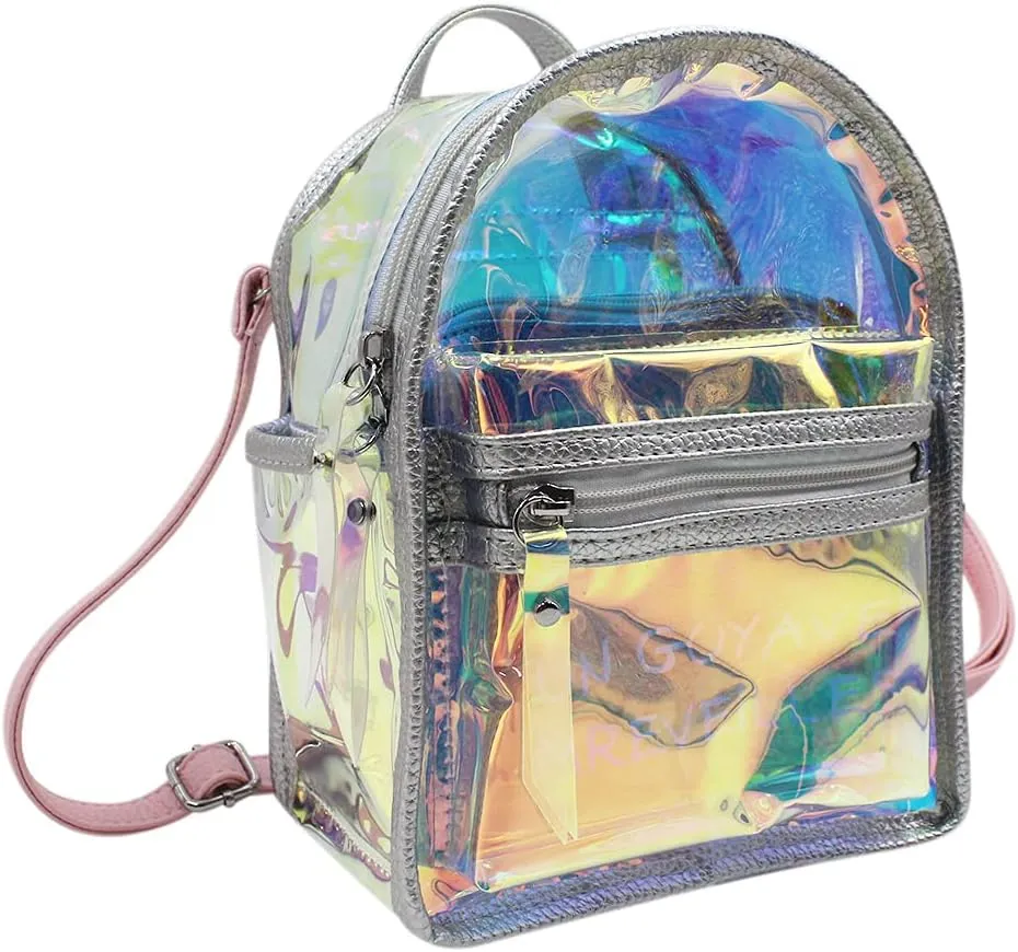 Colorful Transparent Daypack Women Clear Cosmetic Makeup Bag Small Satchel for Daily UseTravel Beach