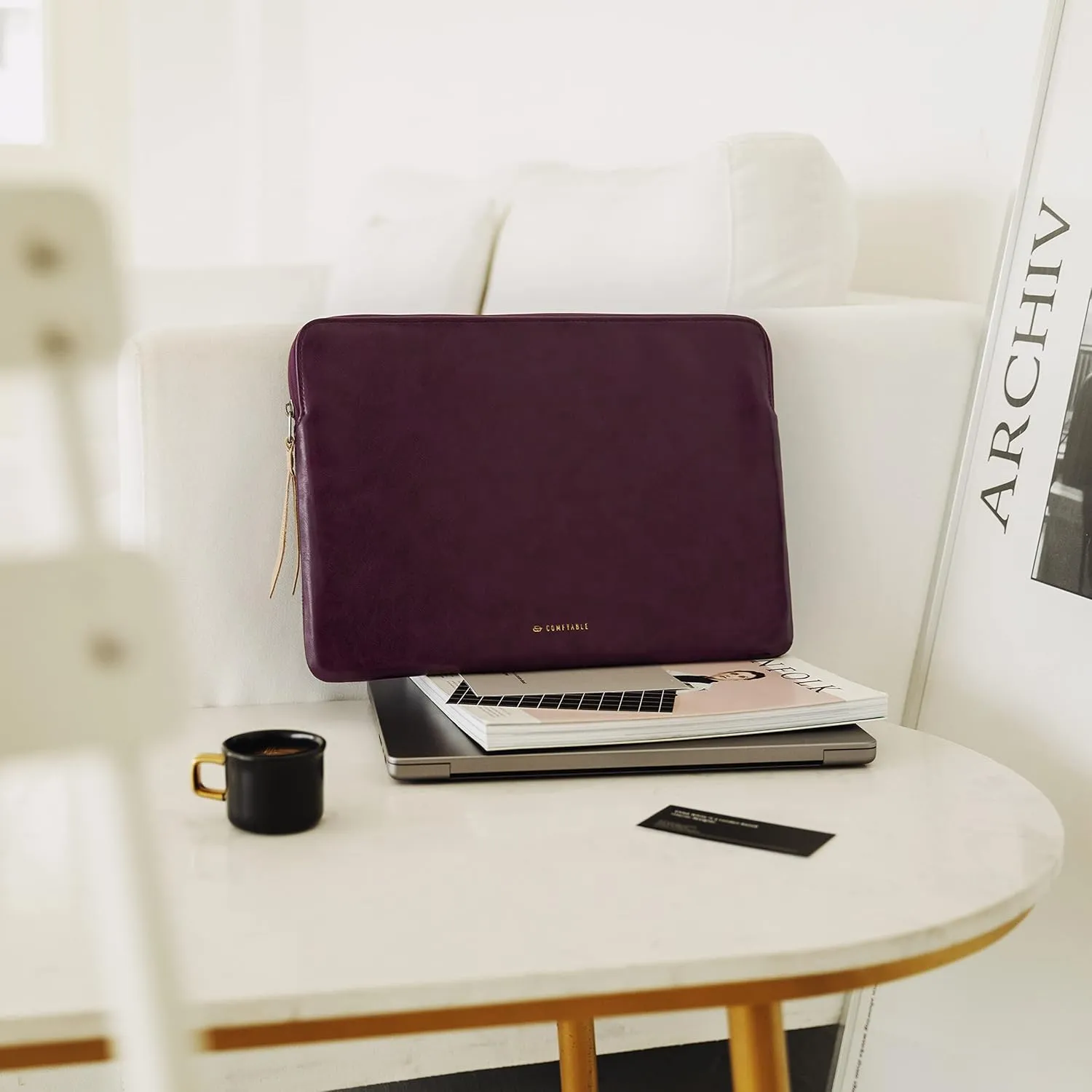 Comfyable Slim Protective Laptop Sleeve 15 Inch 14 Inch, PU Leather Bag Compatible with 15" MacBook Air (Snug Fit) M4 2025 & 14" MacBook Pro M4 (Loose Fit), Computer Case for Mac, Berry Brown