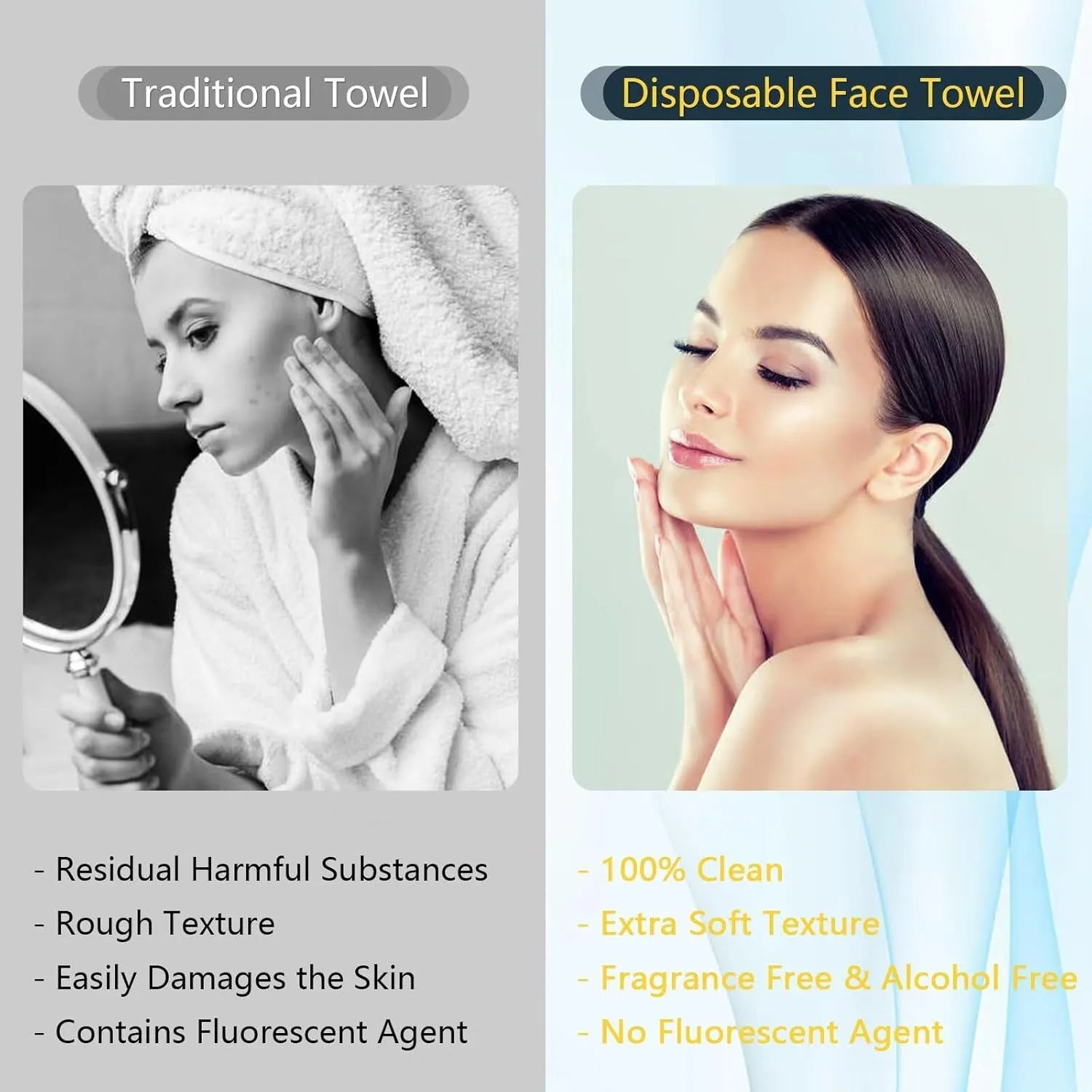 Compressed Towels, Ultra Soft Disposable Face Towel, Thicken Facial Washcloth, Large Dry Wipes for Makeup Remover, Sensitive Skin, Facial Cleansing, Nursing, Travel Gear(500 Count Dblue)