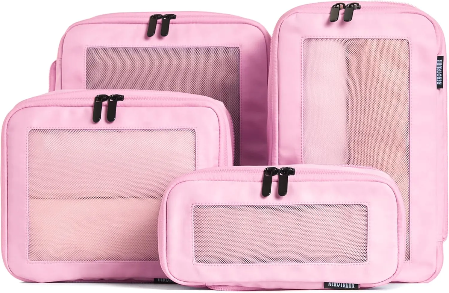 Compression Packing Cubes for Travel - Luggage Organizer Bags - Double Zipper Packing Cubes for Suitcases (4-Pack, Pink)