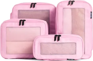 Compression Packing Cubes for Travel - Luggage Organizer Bags - Double Zipper Packing Cubes for Suitcases (4-Pack, Pink)