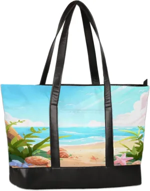 Conch Starfish Ocean Laptop Tote Bag for Women Lightweight Work Purse with Multiple Compartments Fits 13-15.6 Inch Laptop Tablet Shoulder Bag for Office Travel Daily Use