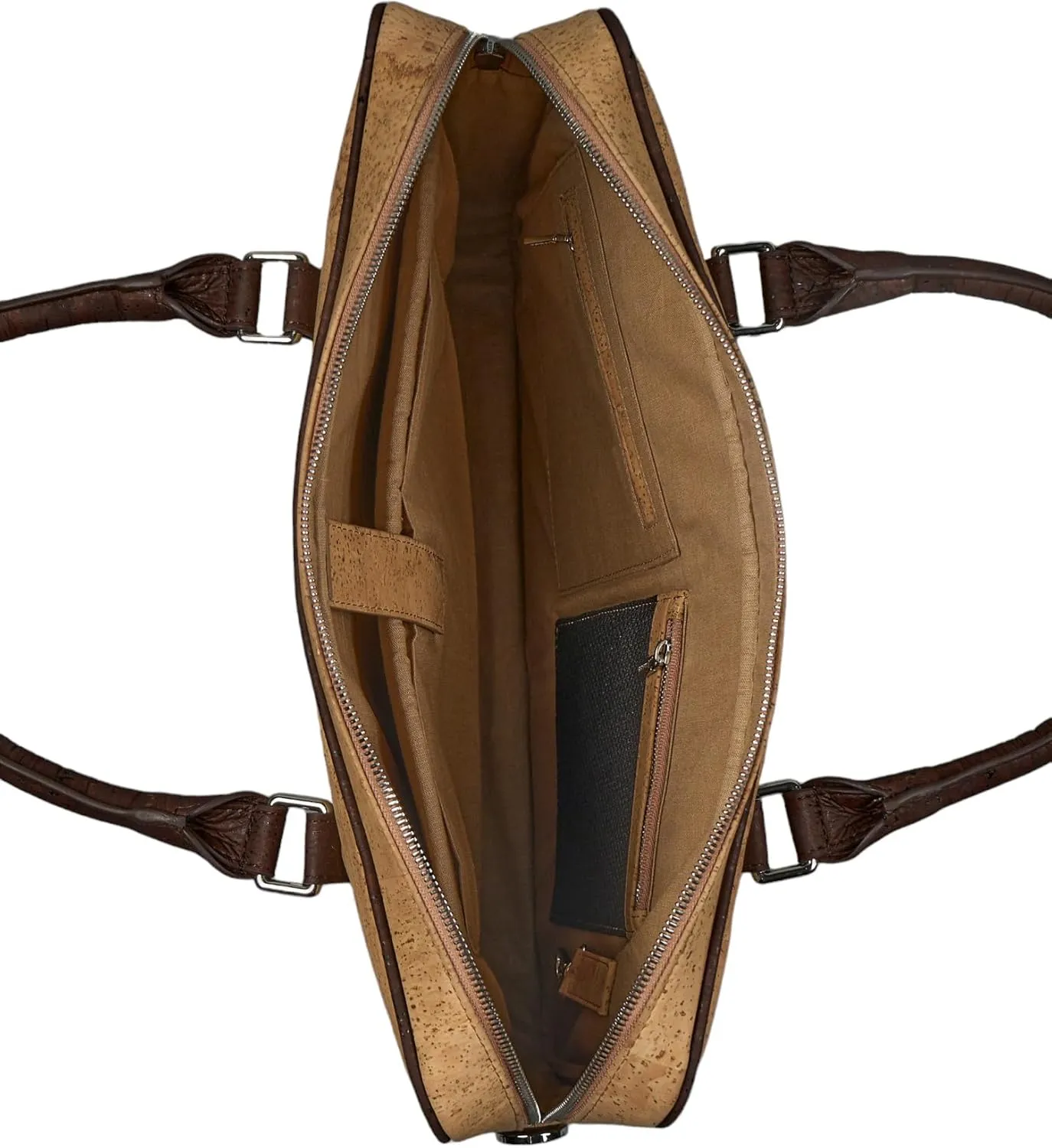 Cork Slim Laptop Bag With Tab - Unisex Luxury Work Briefcase For Men & Women - Sustainable Vegan Leather Business Bag