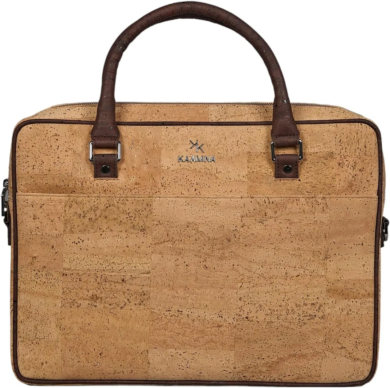 Cork Slim Laptop Bag With Tab - Unisex Luxury Work Briefcase For Men & Women - Sustainable Vegan Leather Business Bag