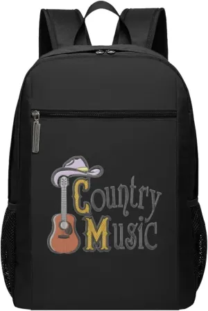 Country Music Travel Laptop Backpack, Business Anti Theft Slim Sturdy Laptops Backpacks, College Computer Bag Gift for Men & Women Fits 17 Inch Notebook,Black