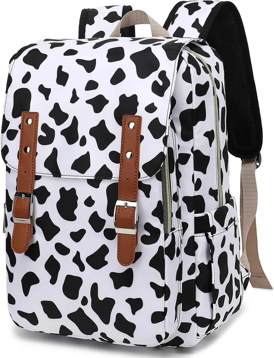 Cow Print Laptop Backpack for Women Girls, 15.6 inch College School Backpacks Travel Casual Daypack