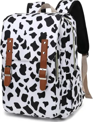 Cow Print Laptop Backpack for Women Girls, 15.6 inch College School Backpacks Travel Casual Daypack