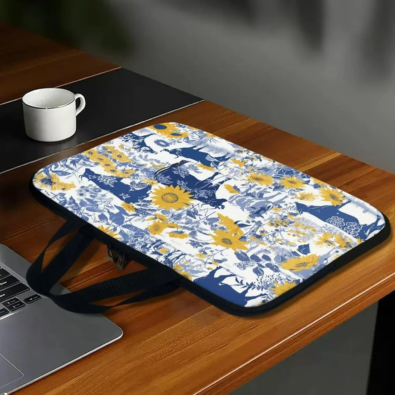 Cow Sunflower Laptop Sleeve Case Tablet Notebook Computer Bags Messenger Handbag for Women Men Travel Business School Work