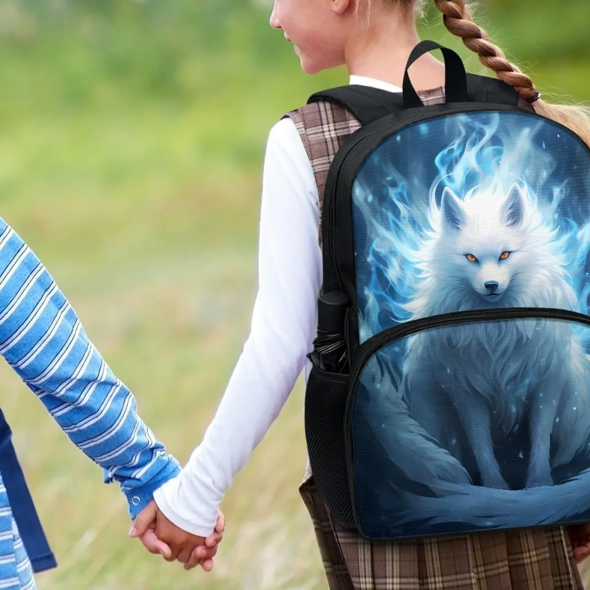 Creative Fox Print Animal Kids' Backpacks Boys Girls School Laptop Travel School Bag Travel Rucksack,Blue Fox