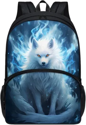 Creative Fox Print Animal Kids' Backpacks Boys Girls School Laptop Travel School Bag Travel Rucksack,Blue Fox