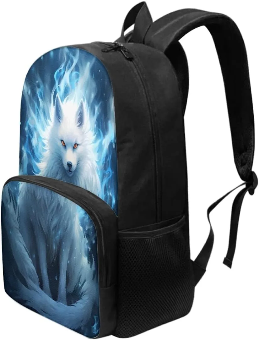 Creative Fox Print Animal Kids' Backpacks Boys Girls School Laptop Travel School Bag Travel Rucksack,Blue Fox