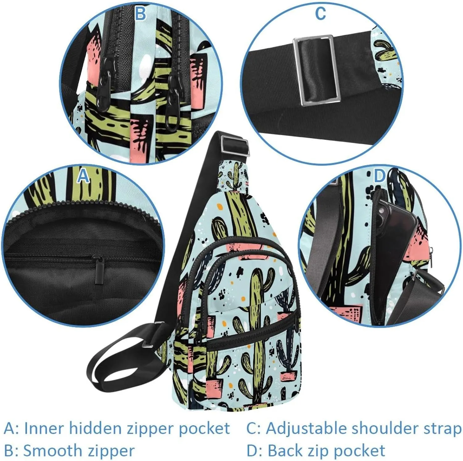 Crossbody Bags for Women Cross Body Bag for Woman Sling Bag Crossbody Bag Summer Abstract Cactus (1) Sling Backpack Travel